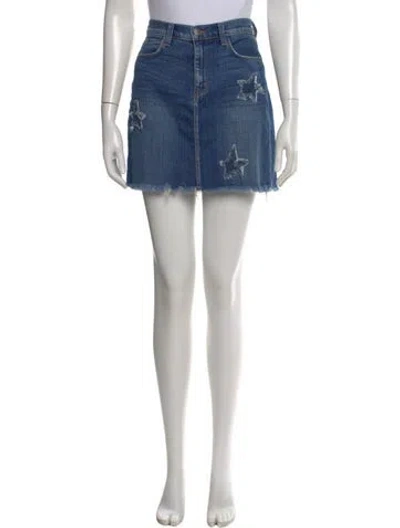 Pre-owned L'agence Graphic Print Mini Skirt In Blue
