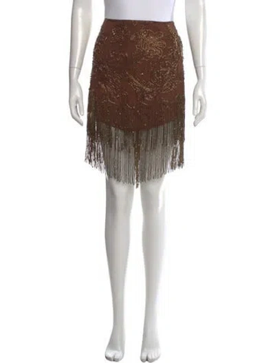 Pre-owned L'agence Graphic Print Mini Skirt W/ Tags In Brown