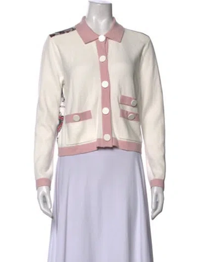 Pre-owned L'agence Graphic Print Open Front Sweater In Neutrals