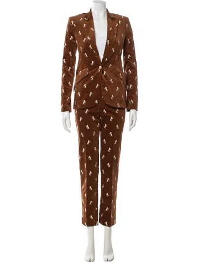 Pre-owned L'agence Graphic Print Pantsuit In Brown