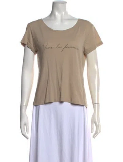 Pre-owned L'agence Graphic Print Scoop Neck T-shirt In Neutrals