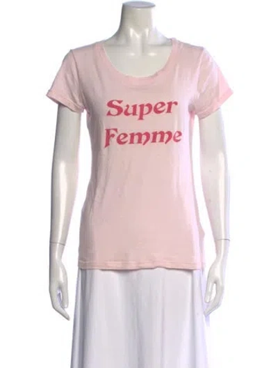 Pre-owned L'agence Graphic Print Scoop Neck T-shirt In Pink