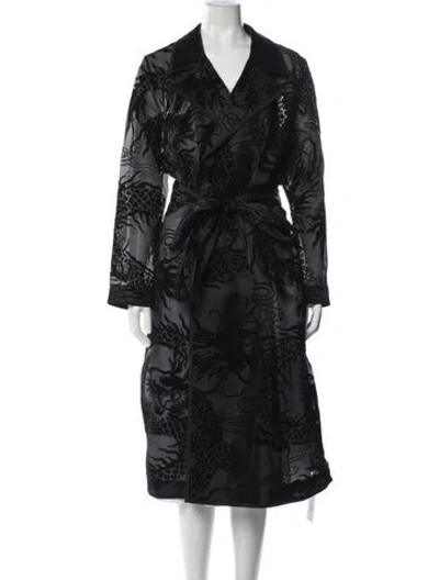 Pre-owned L'agence Graphic Print Trench Coat In Black