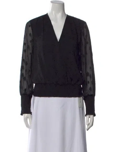 Pre-owned L'agence Graphic Print V-neck Blouse In Black