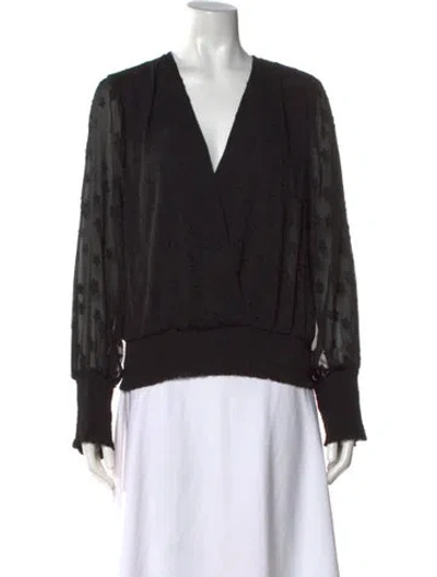 Pre-owned L'agence Graphic Print V-neck Blouse In Black
