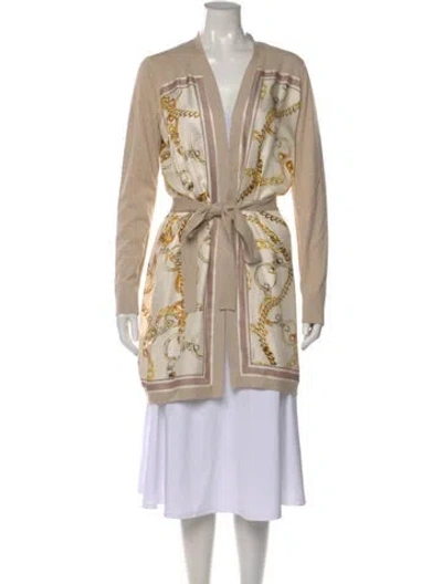 Pre-owned L'agence Graphic Print V-neck Sweater In Neutral