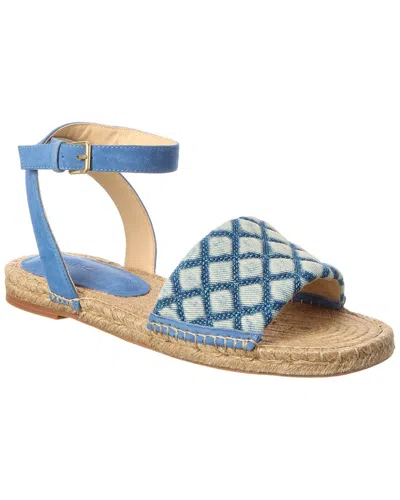 L'agence Grece Ankle Strap Denim & Suede Sandal In Blue