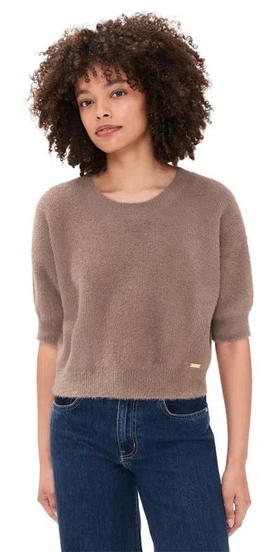 L'agence Guinevere Crop Crew Pullover Cardamom In Brown