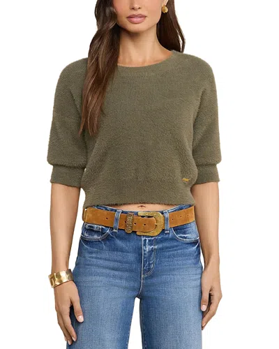 L'agence Guinevere Cropped Crewneck Sweater In Green