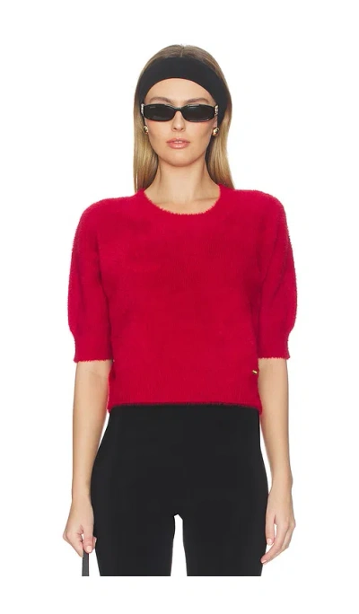 L'agence Guinevere Short Sleeve Crop Crew Sweater In Chili Peper In Red