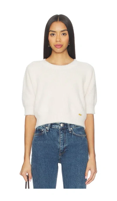 L'agence Guinevere Short Sleeve Crop Crew Top In White