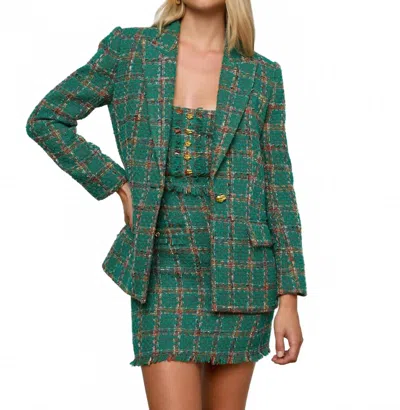 L'agence Gweny Blazer In Green Windowpane Tweed
