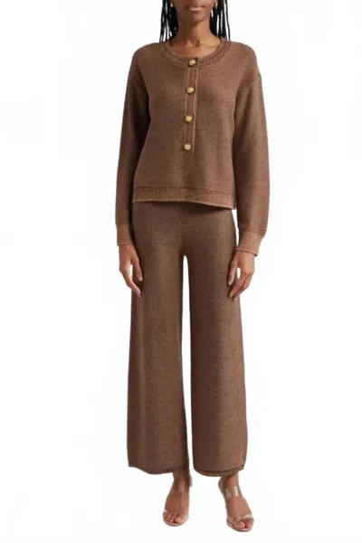L'agence Hadassah Henley Sweater In Camel/gold In Brown