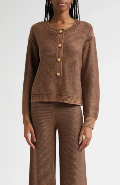 L'agence Hadassah Loop Knit Henley In Blue