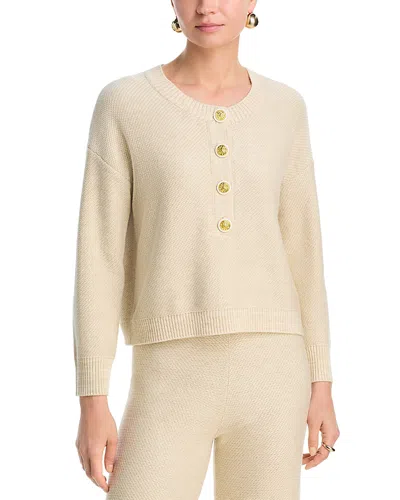 L'agence Hadassah Loop Knit Henley Sweater In White