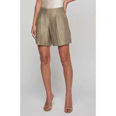 L'agence Hadleigh Linen Blend Shorts In Brown