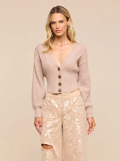 L'agence Hail Cabled Cardigan In Light Cappuccino