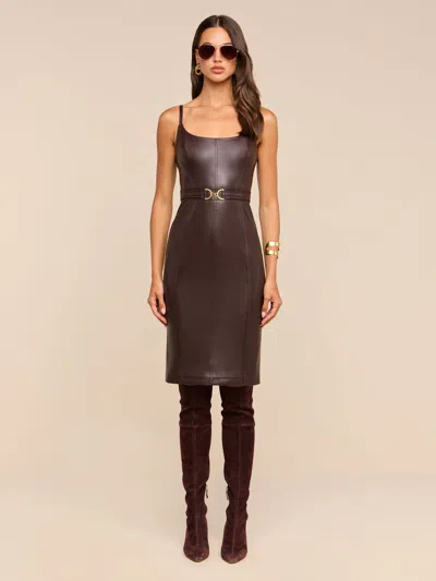 L'agence Halia Vegan Leather Dress In Coffee Bean