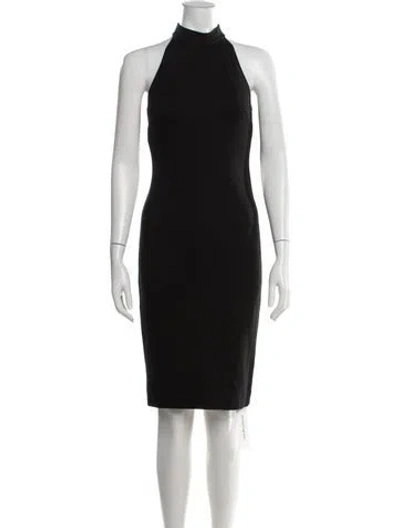 Pre-owned L'agence Halterneck Knee-length Dress In Black