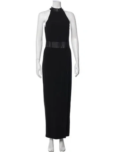 Pre-owned L'agence Halterneck Long Dress In Black
