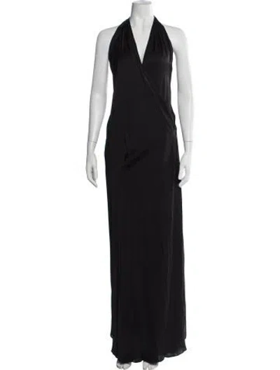 Pre-owned L'agence Halterneck Long Dress In Black