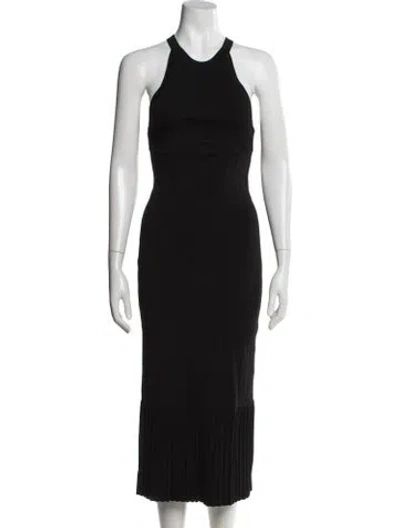 Pre-owned L'agence Halterneck Midi Length Dress In Black
