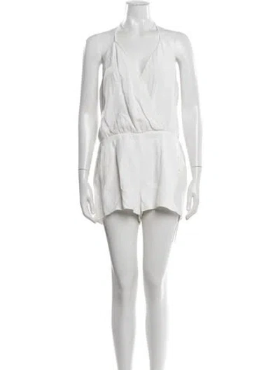 Pre-owned L'agence Halterneck Romper In Neutrals/white