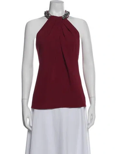 Pre-owned L'agence Halterneck Sleeveless Top In Red