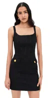 L'agence Helen Striped Satin Corset Mini Dress In Black