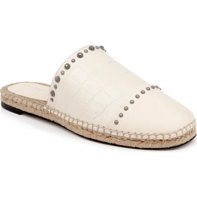 L'agence Helenor Croc Embossed Mule In Ecru Leather