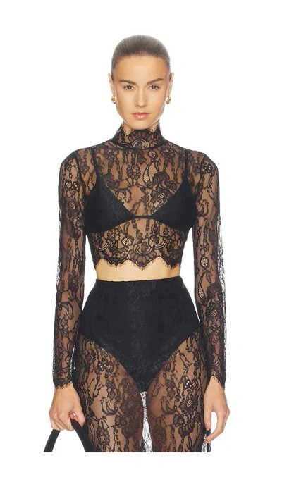 L'agence Henriette Lace Long Sleeve Top In Black