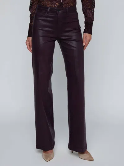 L'agence High Rise Wide Leg Coated Jean In Dark Malbec Coated In Brown