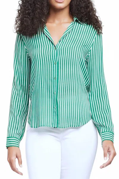 L'agence Holly Button Down Blouse In Amazon Green