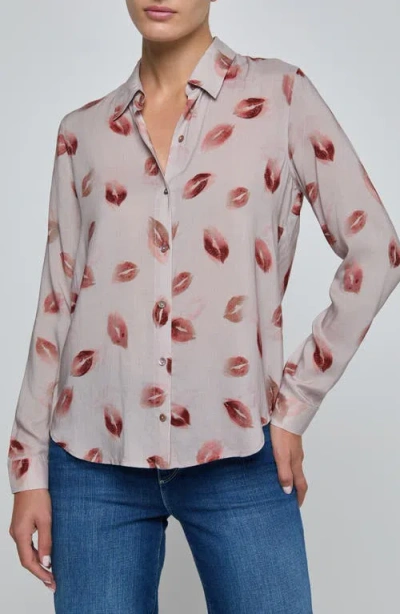 L'agence Holly Lips Pattern Woven Shirt In Multi