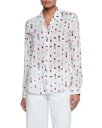 L'agence Holly Long Sleeve Blouse In White