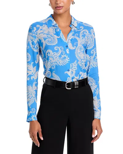 L'agence Holly Long Sleeve Blouse In Blue
