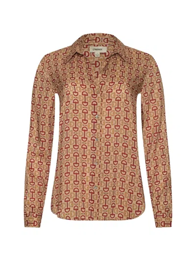 L'agence Holly Long-sleeve Print Blouse In Neutral
