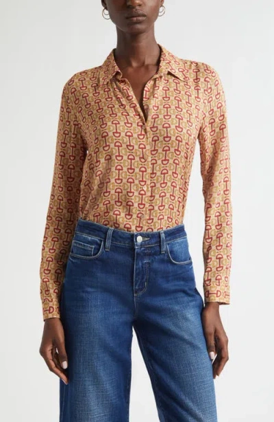 L'agence Holly Print Button-up Shirt In Multi