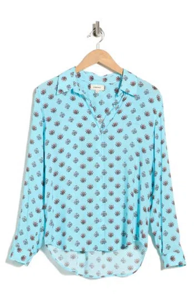 L'agence Holly Print Button-up Shirt In Blue