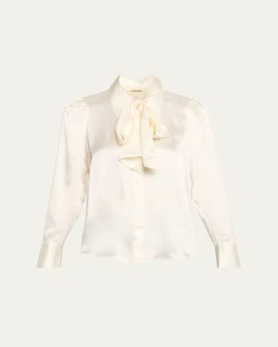L'agence Honey Tie-neck Silk Blouse In Ivory