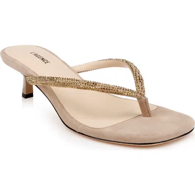 L'agence Hortense Kitten Heel Sandal In Almond Suede