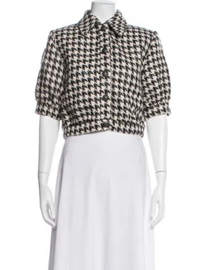 Pre-owned L'agence Houndstooth Print Blazer In Black