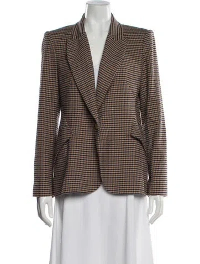 Pre-owned L'agence Houndstooth Print Blazer In Brown