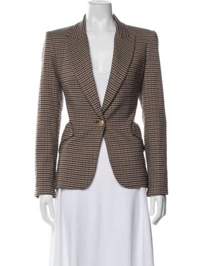 Pre-owned L'agence Houndstooth Print Blazer In Brown
