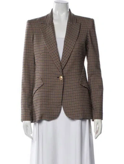 Pre-owned L'agence Houndstooth Print Blazer In Brown