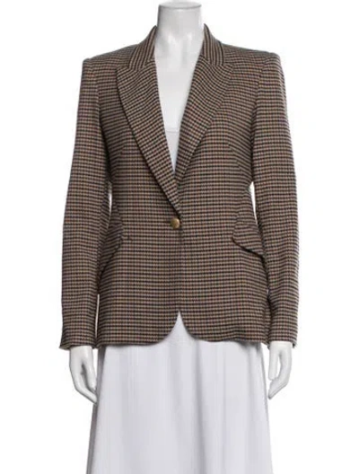 Pre-owned L'agence Houndstooth Print Blazer In Brown