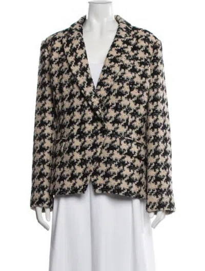 Pre-owned L'agence Houndstooth Print Blazer In Brown