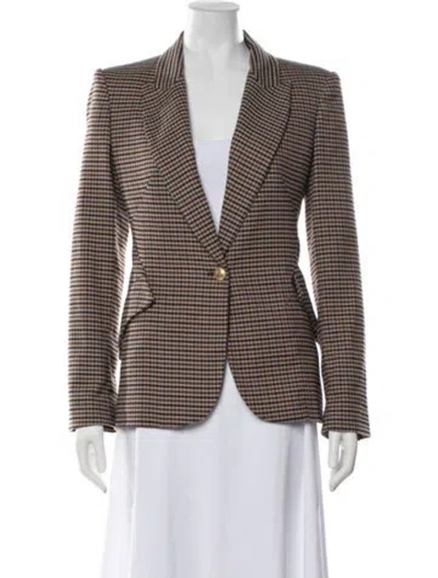 Pre-owned L'agence Houndstooth Print Blazer In Brown/neutrals