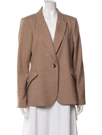 Pre-owned L'agence Houndstooth Print Blazer In Neutral