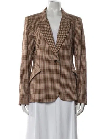 Pre-owned L'agence Houndstooth Print Blazer In Neutral